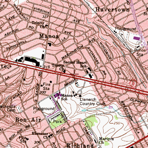 Topographic Map of Trinity Church, PA