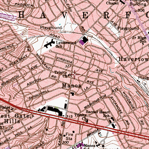 Topographic Map of Trinity Church, PA