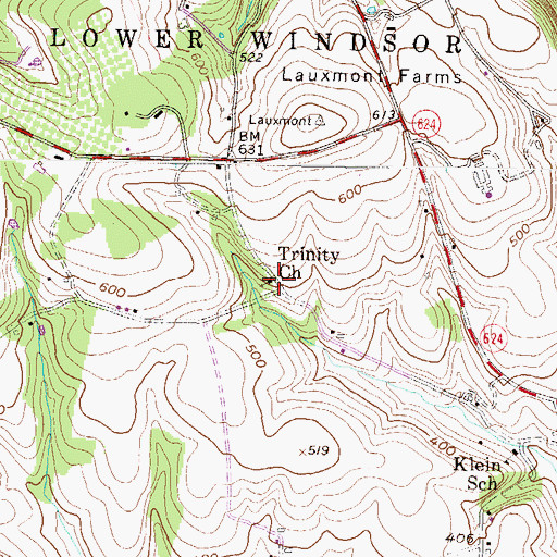Topographic Map of Trinity Church, PA