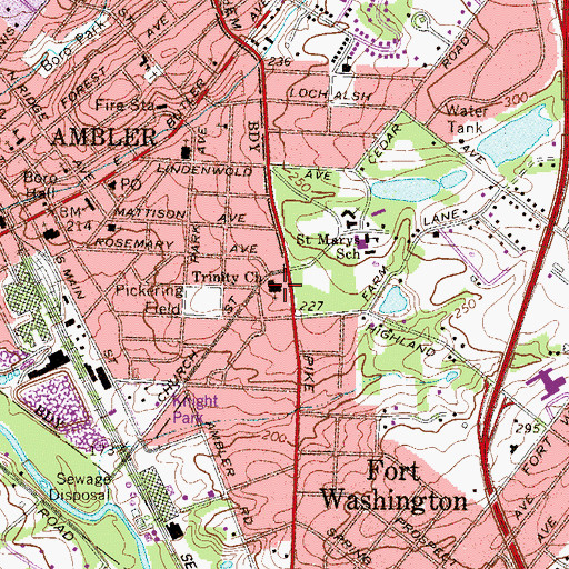 Topographic Map of Trinity Church, PA