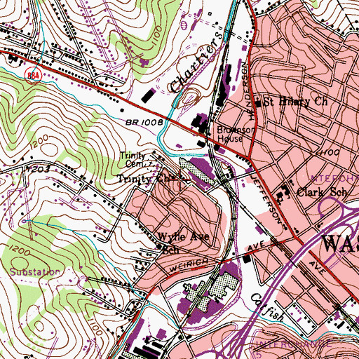 Topographic Map of Trinity Church, PA