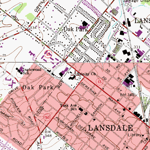 Topographic Map of Trinity Church, PA