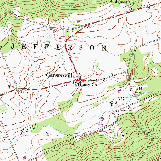 Topographic Map of Trinity Church, PA