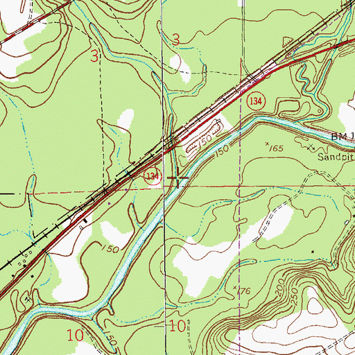 Topographic Map of Gin Branch, AL