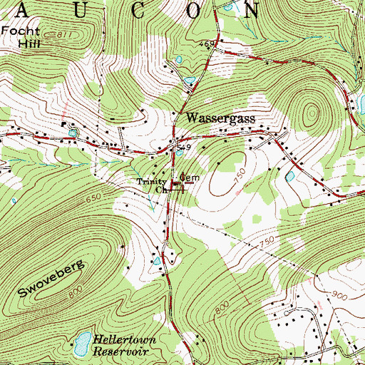 Topographic Map of Trinity Church, PA