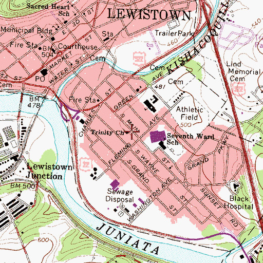 Topographic Map of Trinity Church, PA