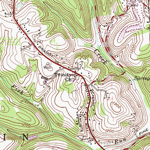 Topographic Map of Trinity Church, PA