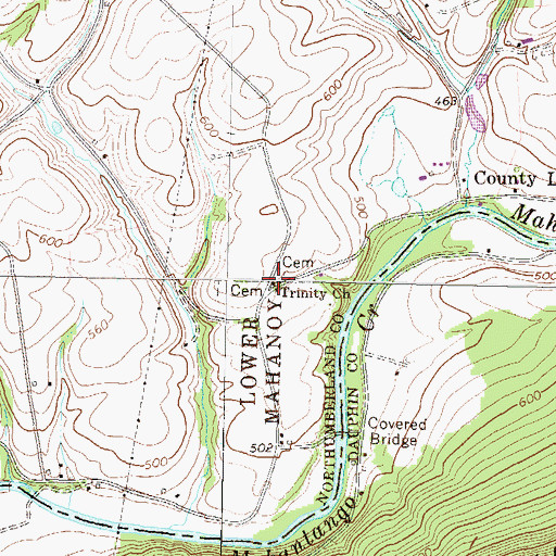 Topographic Map of Trinity Church, PA