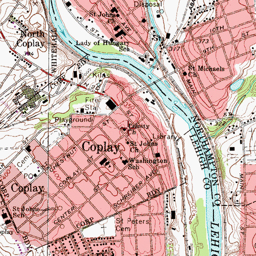 Topographic Map of Trinity Church, PA