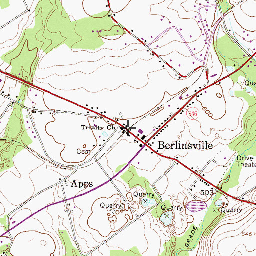 Topographic Map of Trinity Church, PA