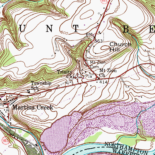 Topographic Map of Trinity Church, PA