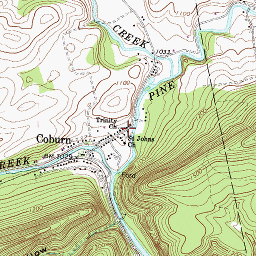 Topographic Map of Trinity Church, PA