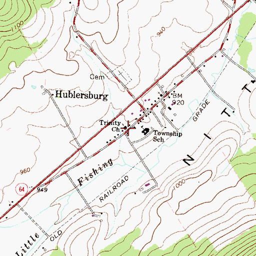 Topographic Map of Trinity Church, PA