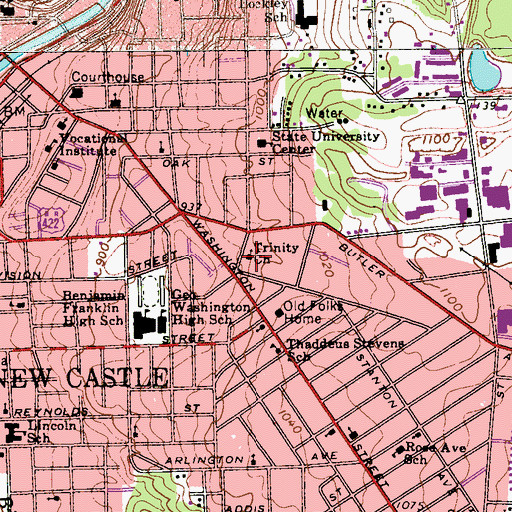Topographic Map of Trinity Church, PA