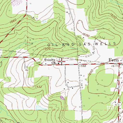 Topographic Map of Trinity Church, PA