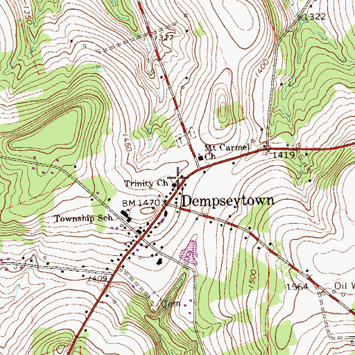 Topographic Map of Trinity Church, PA