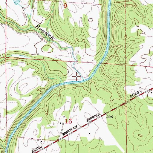 Topographic Map of Gin Branch, AL