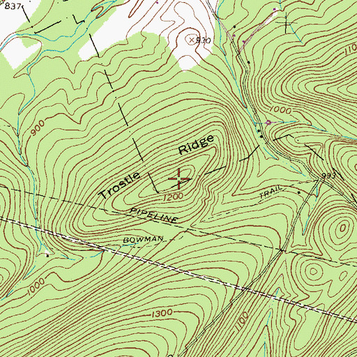 Topographic Map of Trostle Ridge, PA