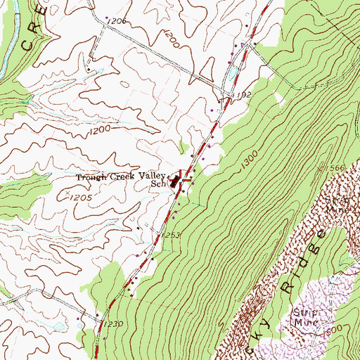 Topographic Map of Trough Creek Valley School, PA