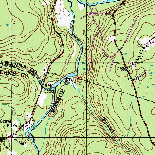 Topographic Map of Trout Creek, PA