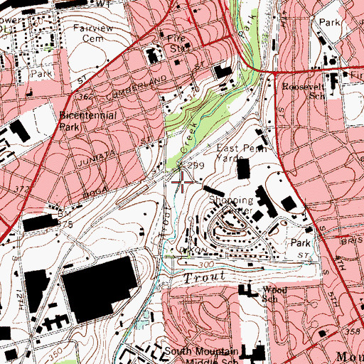 Topographic Map of Trout Creek Park, PA