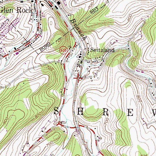 Topographic Map of Trout Run, PA