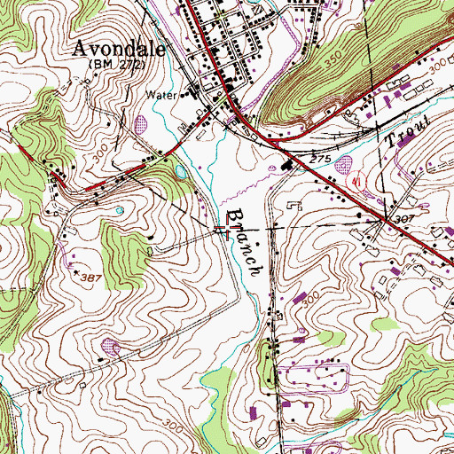 Topographic Map of Trout Run, PA