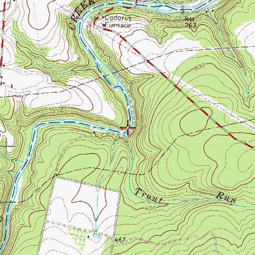 Topographic Map of Trout Run, PA