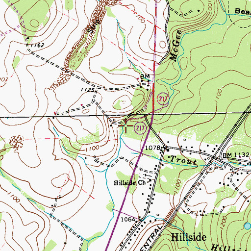 Topographic Map of Trout Run, PA