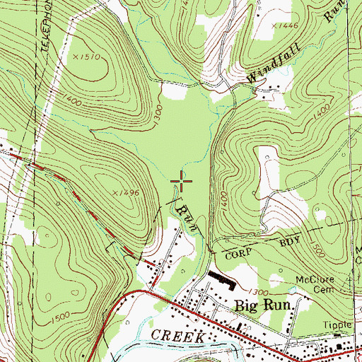 Topographic Map of Trout Run, PA