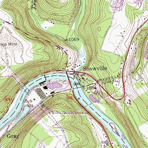 Topographic Map of Trout Run, PA