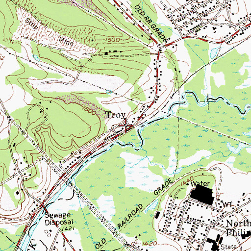 Topographic Map of Troy, PA