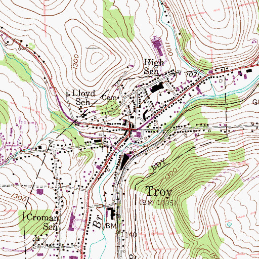 Topographic Map of Troy, PA