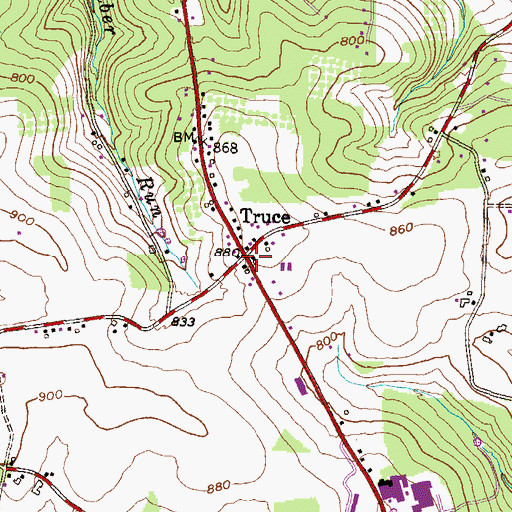 Topographic Map of Truce, PA