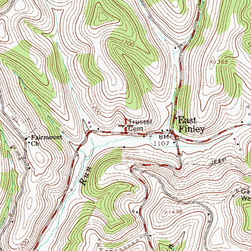 Topographic Map of Trussel Cemetery, PA
