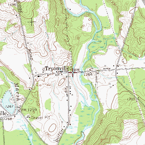 Topographic Map of Tryonville, PA