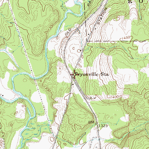 Topographic Map of Tryonville Station, PA