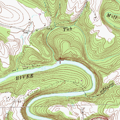 Topographic Map of Tub Mill Run, PA