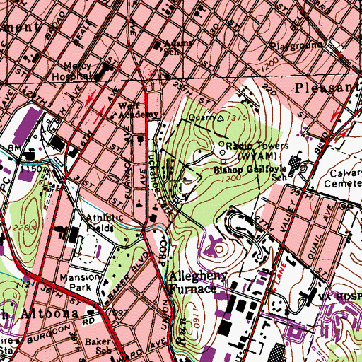 Topographic Map of Tuckahoe Park, PA