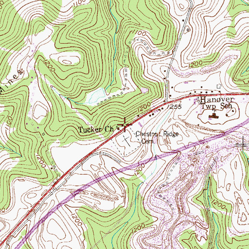 Topographic Map of Tucker Church, PA