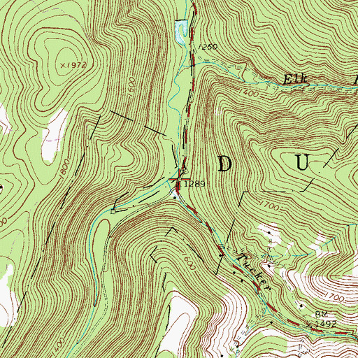 Topographic Map of Tucker Run, PA