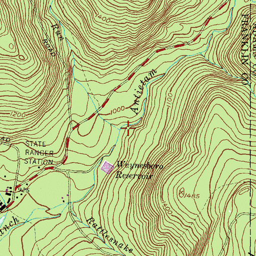 Topographic Map of Tumbling Run, PA