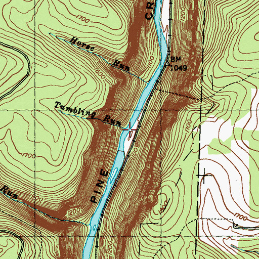 Topographic Map of Tumbling Run, PA