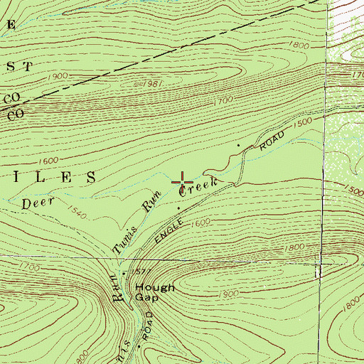 Topographic Map of Tunis Run, PA