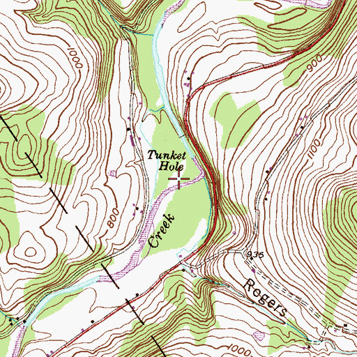 Topographic Map of Tunket Hole, PA