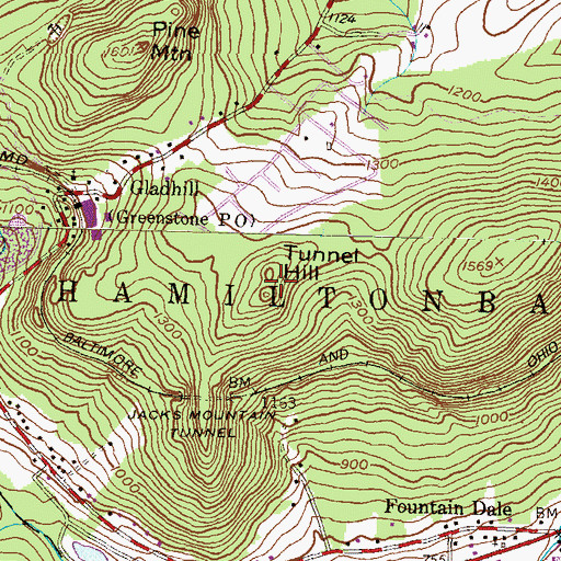 Topographic Map of Tunnel Hill, PA