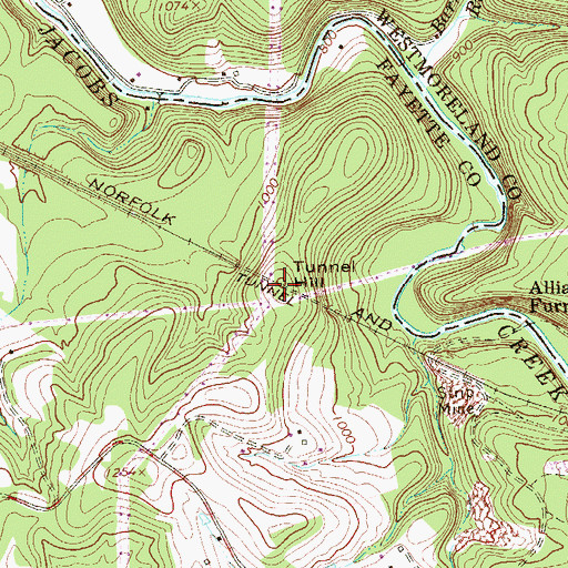 Topographic Map of Tunnel Hill, PA