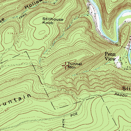 Topographic Map of Tunnel Mountain, PA
