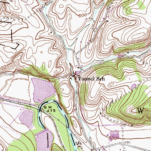 Topographic Map of Tunnel School, PA