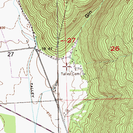 Topographic Map of Gin Hollow, AL